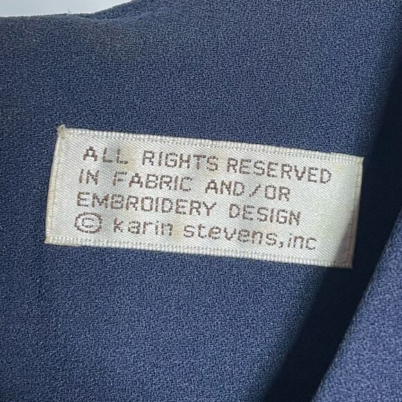 Karin Stevens Navy Blue Dress with Embroidered Details - Picture 5 of 6